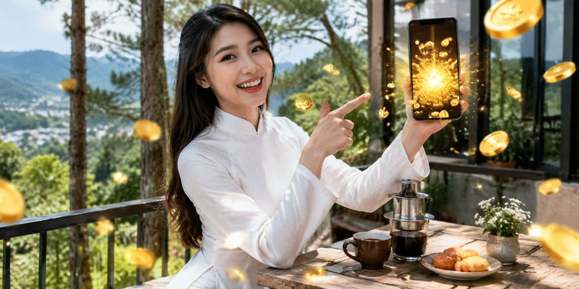 Người chơi đang dùng điện thoại chơi casino và slots tại Đà Lạt