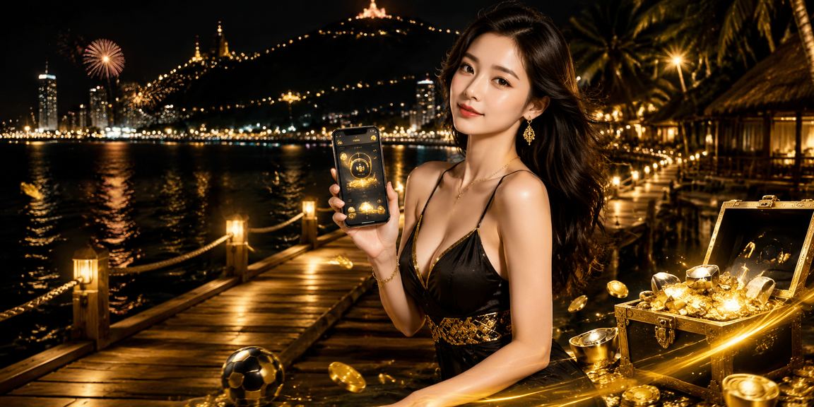 Người chơi dùng điện thoại chơi casino bên bờ biển Vũng Tàu buổi hoàng hôn